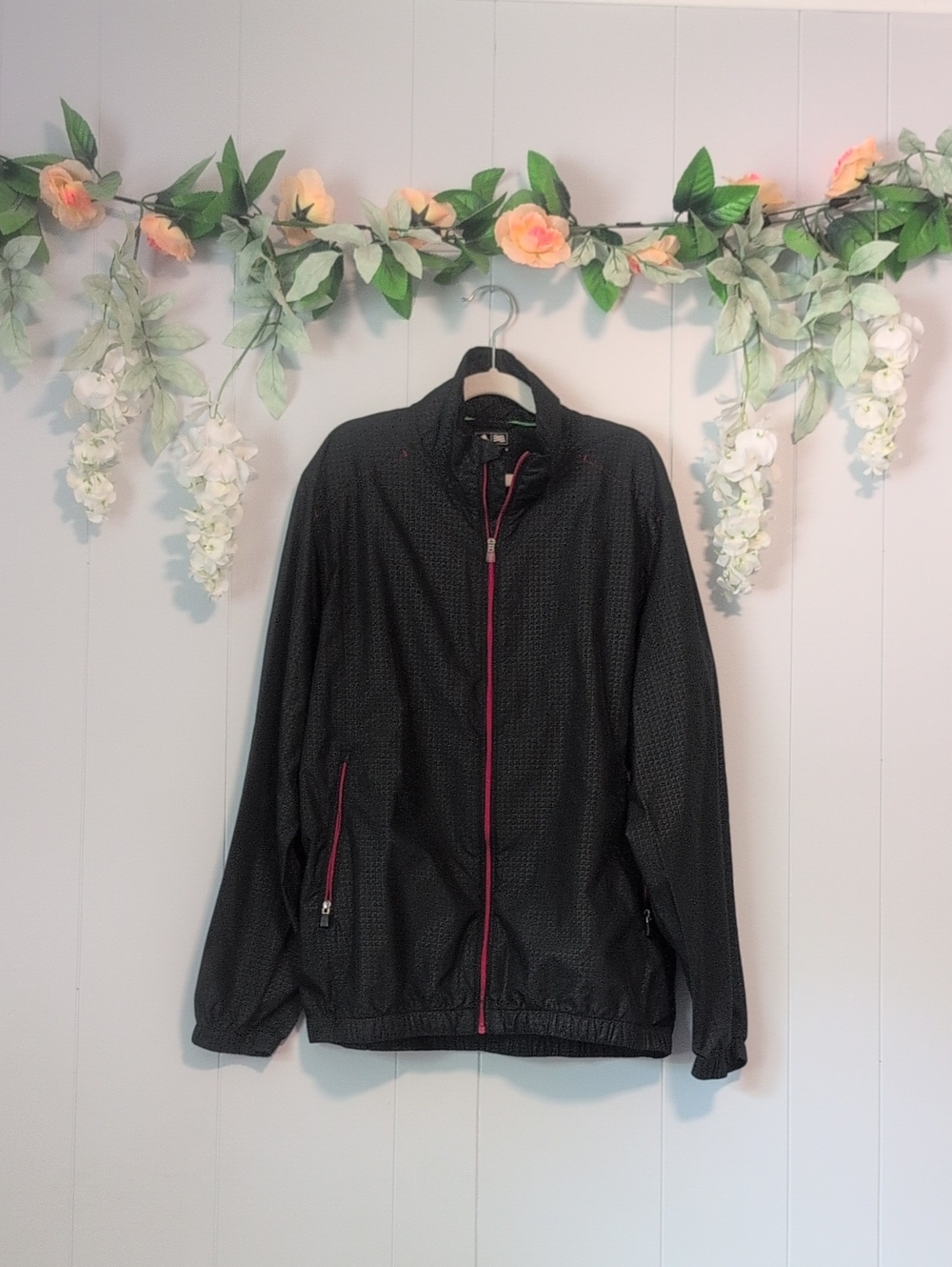 Adidas Clima Proof Windbreaker Jacket with Red Trim M